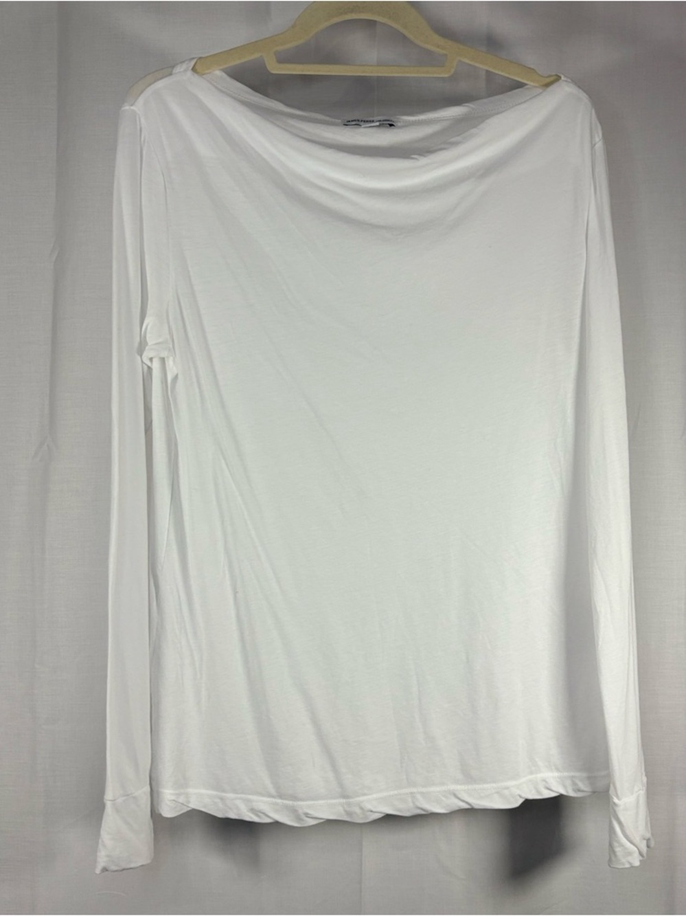 EUC JAMES PERSE White Long Sleeve Women’s Draped Boatneck Cotton Top size 1/S